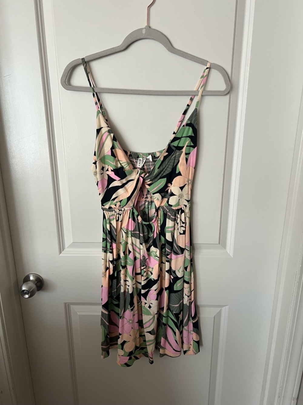 Roxy Floral Tie-Front Spaghetti Strap Sundress